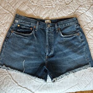 Citizens Of Humanity Blue Jean Shorts Frayed Hem